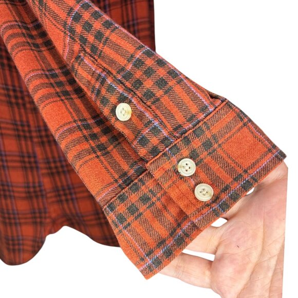 Flannel Boyfriend Fit Button Down Size XXL Long Sleeve Orange Casual Cotton Fall - Picture 6 of 12